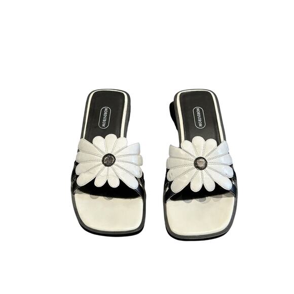 Nordstrom Women's Black White Spring Flower Sandal Sz. 4 IOB - Picture 1 of 10